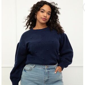 NWOT Eloquii Navy Bobble Balloon Sleeve Sweater
